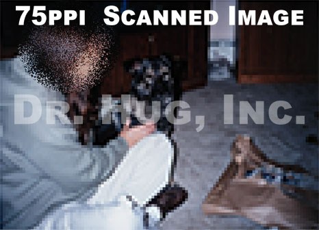 The same printed photo scanned at 75ppi for resolution comparison.